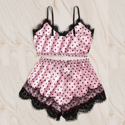 La Belle Fantastique Oakley Lace Silk Nightwear Shorts Set |  Pajama Set | Lingerie Set | Sexy Lingerie | Underwear Set | Anniversary Gift